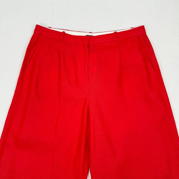 J Crew Womens Pleated Linen Wide Leg Trouser Pant Size 12 Red - Picture 5 of 14